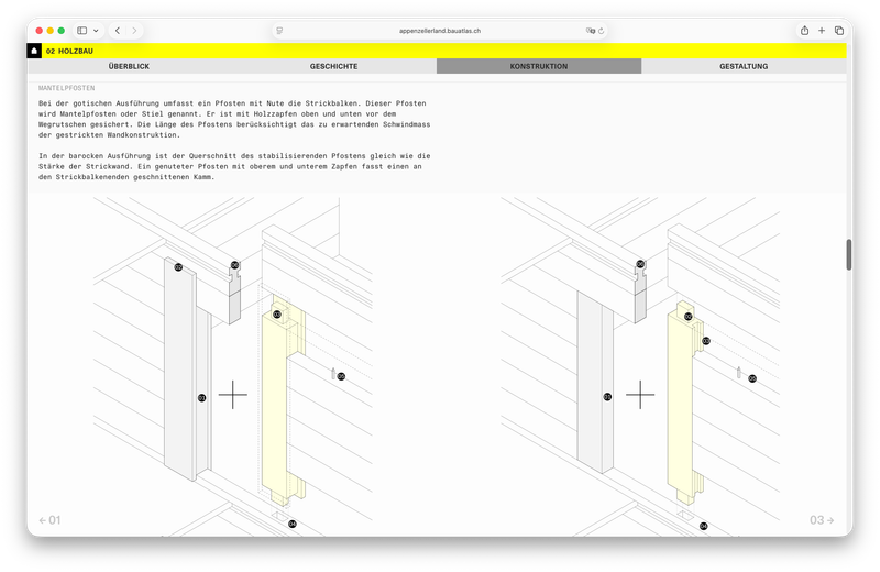 E-Nachschlagewerk für das Bauen an historischen Häusern - Appenzellerland – Baustein: Gegenüberstellung von Zeichnungen – E-Nachschlagewerk für das Bauen an historischen Häusern
